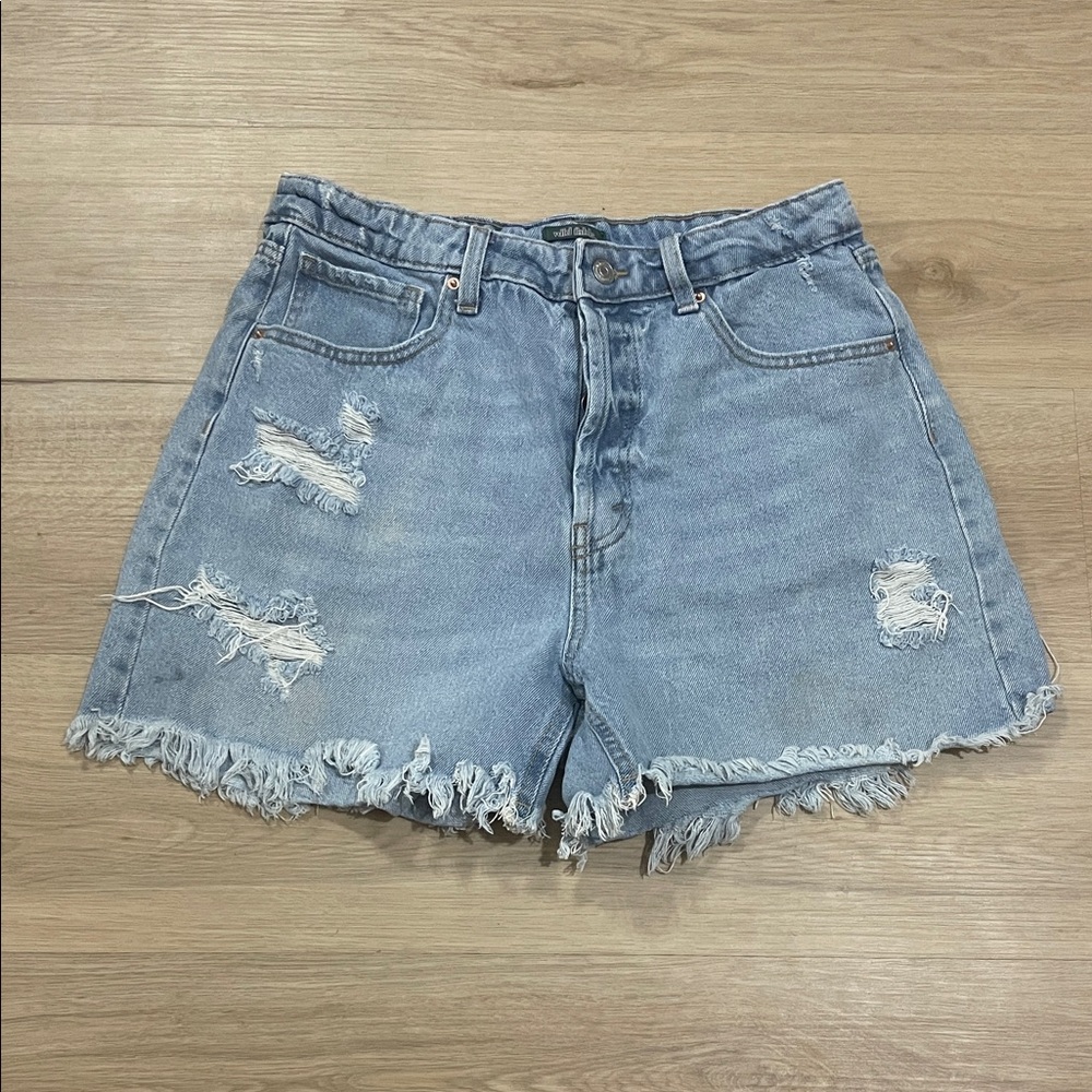 Wild Fable Denim Blue Frayed Jean Shorts